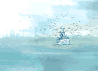 Fisherman - with Gulls  Framed £55