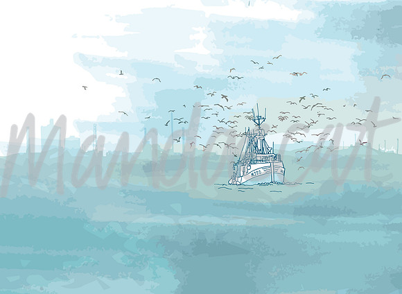 Fisherman - with Gulls  Framed £55