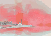 The Day the Sea went Pink - Lighthouse  Framed £55