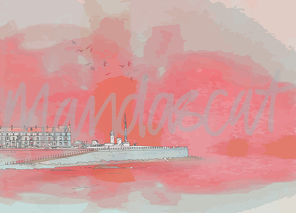 The Day the Sea went Pink - Lighthouse  Framed £55